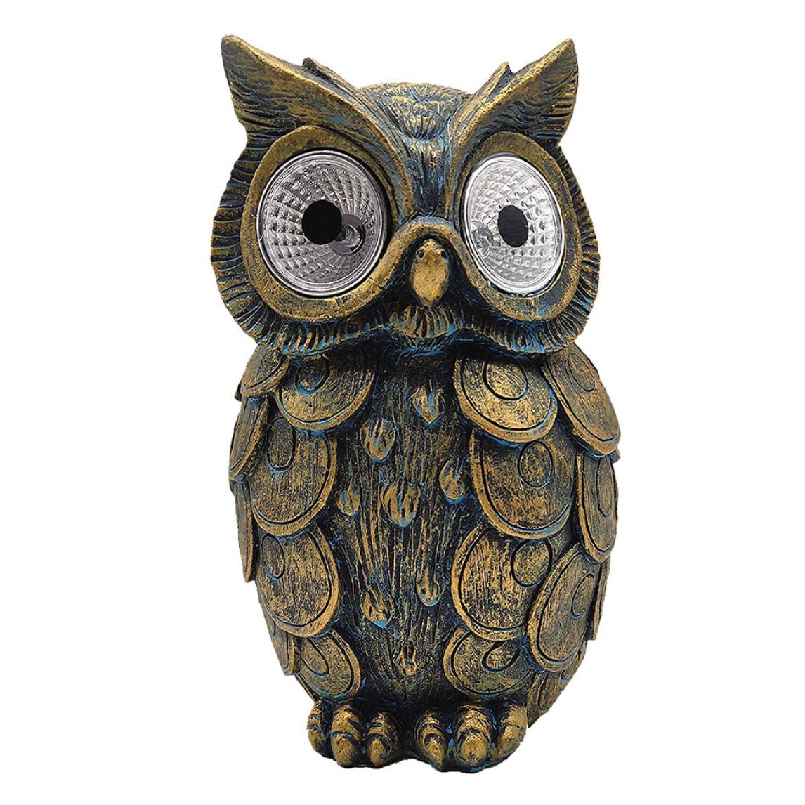 Statue de jardin en résine avec éclairage chouette et hibou solaire étanche