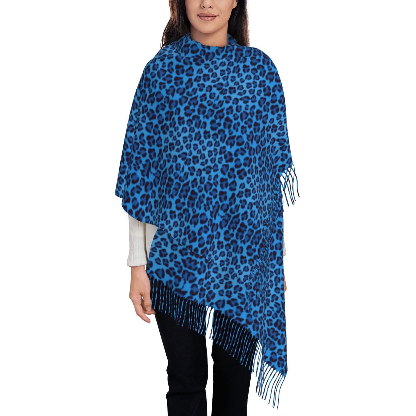 Poadnly Unisex As Picture Leopard Skin Animal Print, Large Soft Cashmere Feel Shawls Wraps Women Fringed Scarf Light Stole 197X72 Cm