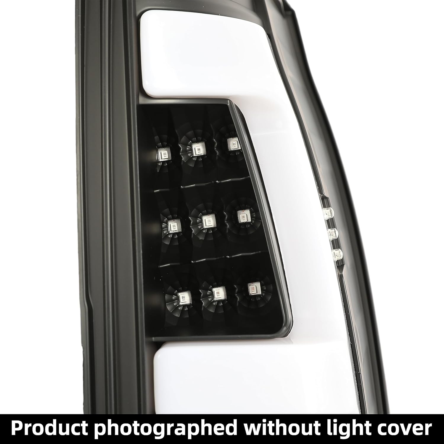 HECASA Tail Lights Compatible with 2002-2006 Chevy Chevrolet Avalanche 1500 2500 LED Tube Bar Replacement for GM2800153 GM2801153 Rear Brake Lamps Taillights Clear Lens Black Housing