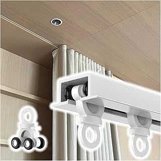 Hidden Curtain Rod Rail Ceiling Mount Cuttable, Extra Long Concealed Embedded Curtain Rail, Aluminum Single Tracks for Curtains, RV, Room Divider, Protect Privacy(8ft/2.4m/96in)