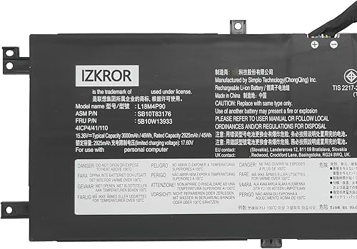 Miniatura 2 de Batería de repuesto L18M4P90 46Wh 3000mAh para Lenovo ThinkPad L13  L13 Gen 2  L13 Yoga  L13 Yoga Gen 2 Series Laptop SB10T83119 02DL030 SB10T83176