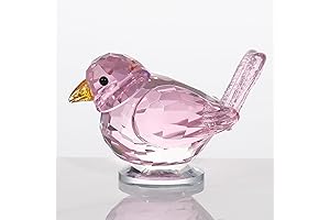 Qianwei Pink Crystal Bird Figurine Collectible - Handmade Glass Animals Figurines Crystal...