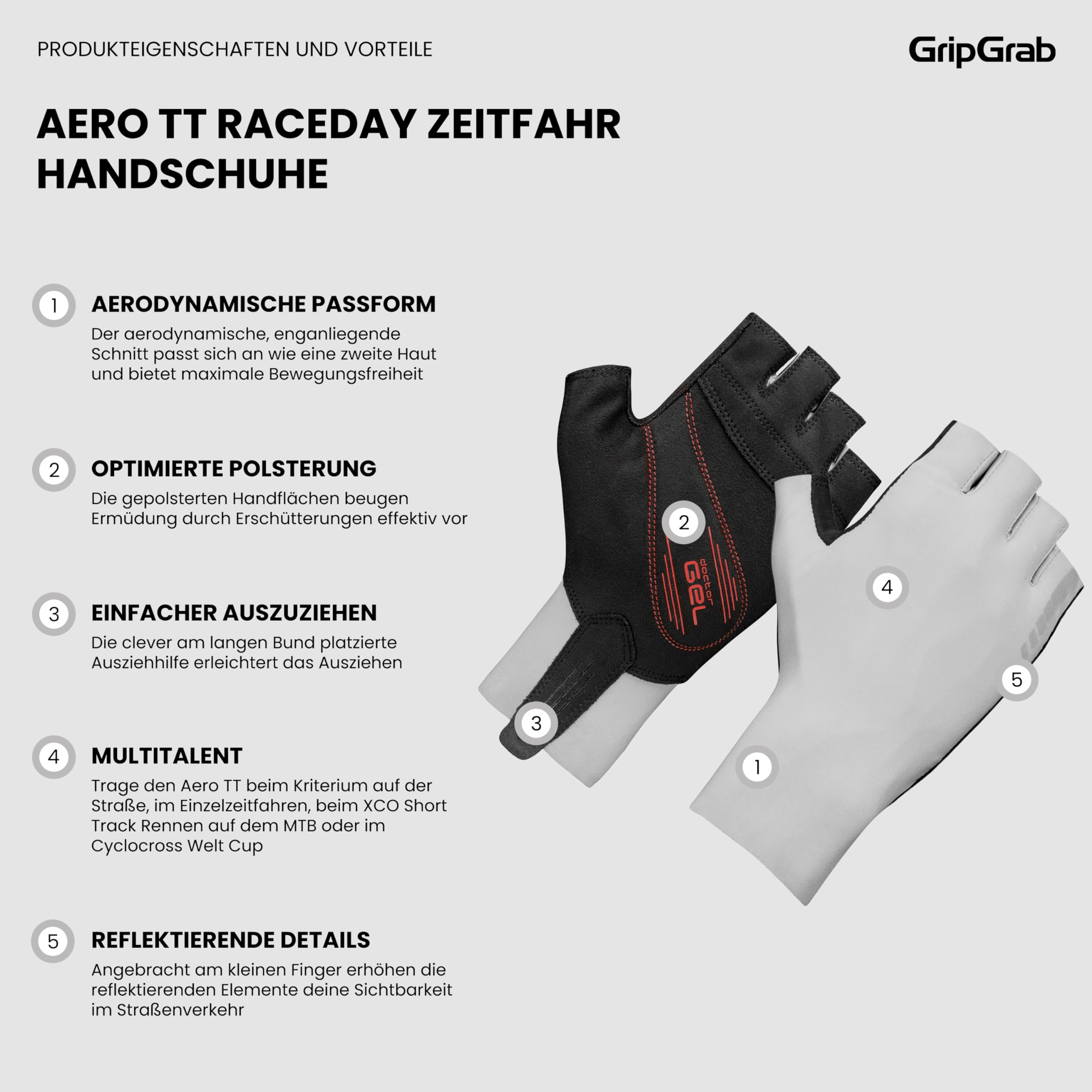 GripGrab Aero TT Aerodynamische Profi Radsport Race Handschuhe Kurzfinger Sommer Rennrad Zeitfahren Fahrradhandschuhe