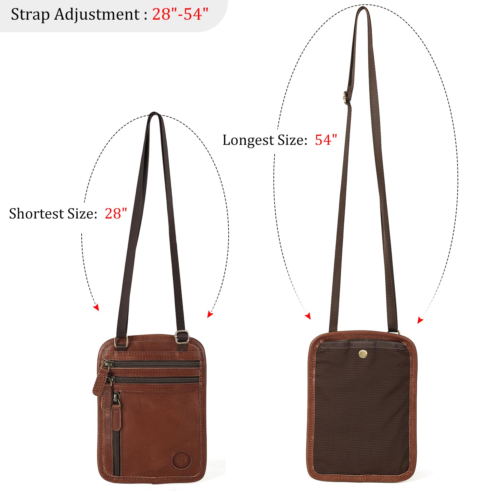 Polare Geldbörse aus Vollnarbenleder, RFID-blockierend, versteckt, Reisepasshülle, Reisetasche mit AirTag-Schlitz für Herren, Kaffee, Vintage
