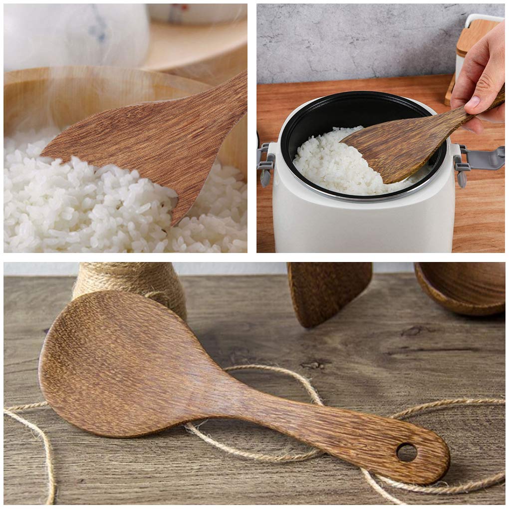 Good Cook Classic Wood Solid Wood Rice Paddle Spoon - 21cm Natural ...