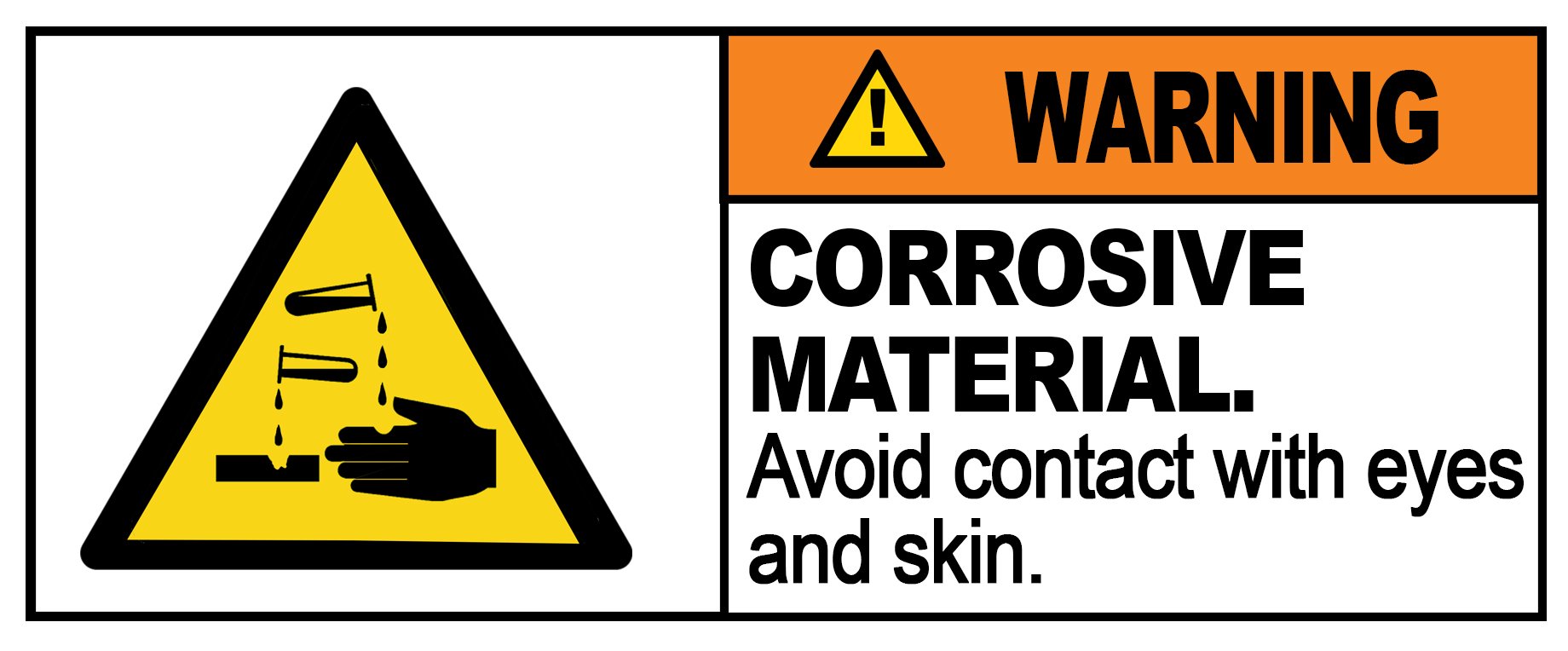 Party Decor 2 X Warning - Corrosive Material - Warning Sign Removable Self Adhesive Waterproof Durable Vinyl Label Sticker 225Mm X 106Mm