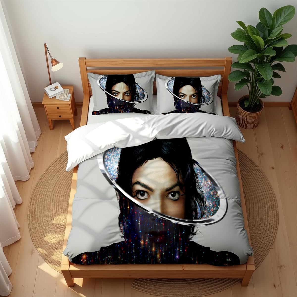 Ste-X Luxury Breathable Bedding Set Michael Jackson 210TC Cotton Soft Cool Summer Warm Winter Comfort Anti-mite (MJ 02,220x230cm(King))