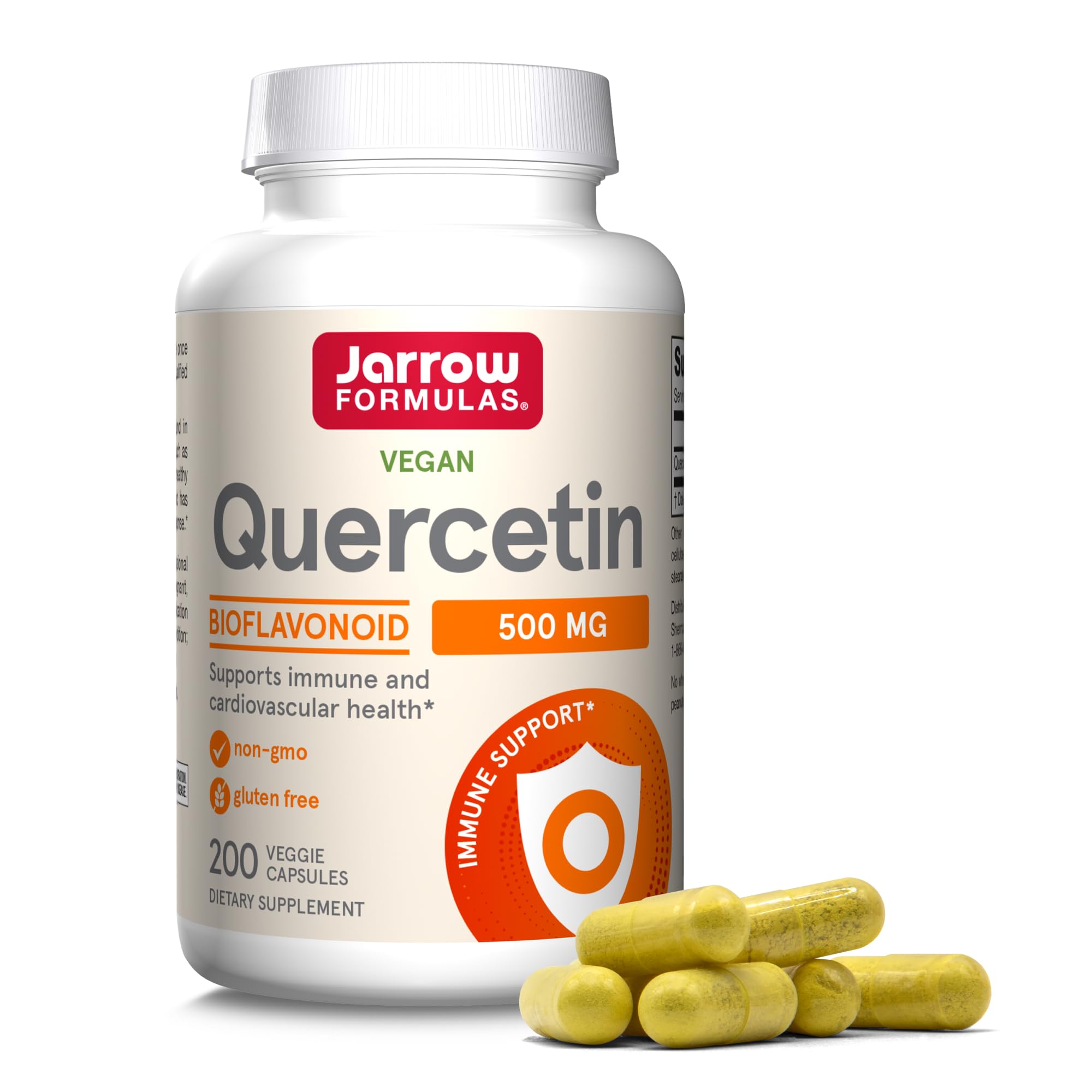 Jarrow Quercetin 500mg Capsules for Cardiovascular & Immune Health, 200ct Unflavored 200 Count (Pack of 1)