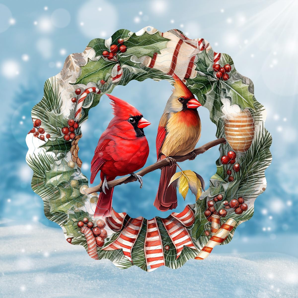 Christmas Wind Spinner Outdoor Garden Decor Hanging Ornament Worth Gift for Holiday Decoration Yard Patio Farm-Birds