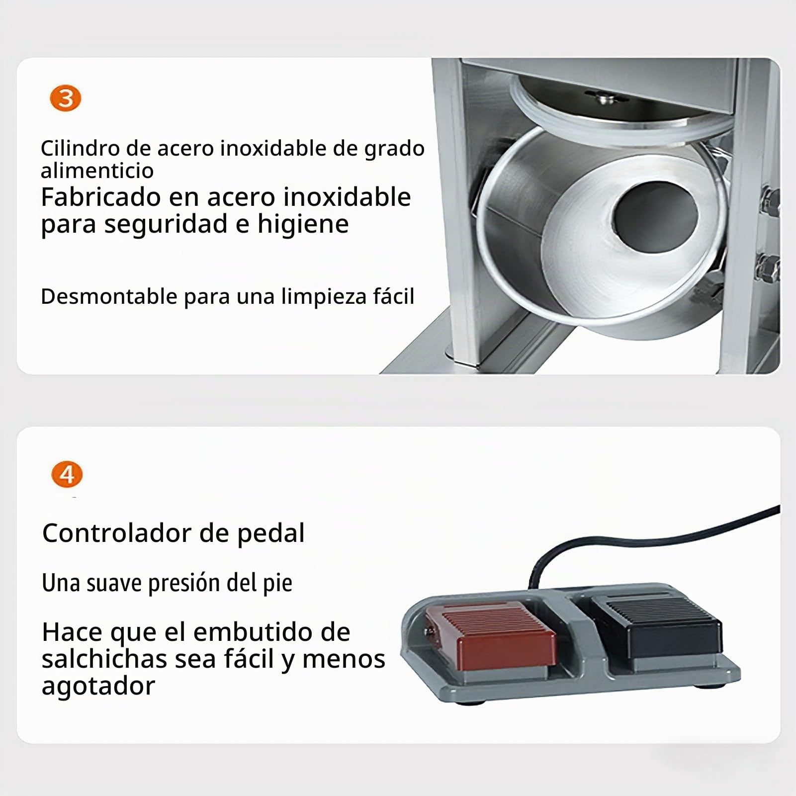 Maquina De Embutir Chorizos, Embutidora De Chorizos De Acero Inoxidable, Vertical Embutidora Electrica, Con 3 Tubos De Relleno, Capacidad De 2 L, Para Restaurante Hogar Cocina