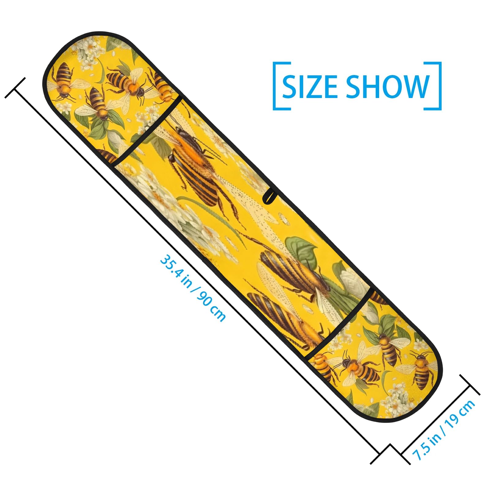 Watercolor Bee Flowers Double Mitt Oven Glove Heat Resistant Microwave Glove Extra Long Potholder Kitchen Oven Mittsfor Cooking Baking and Serving