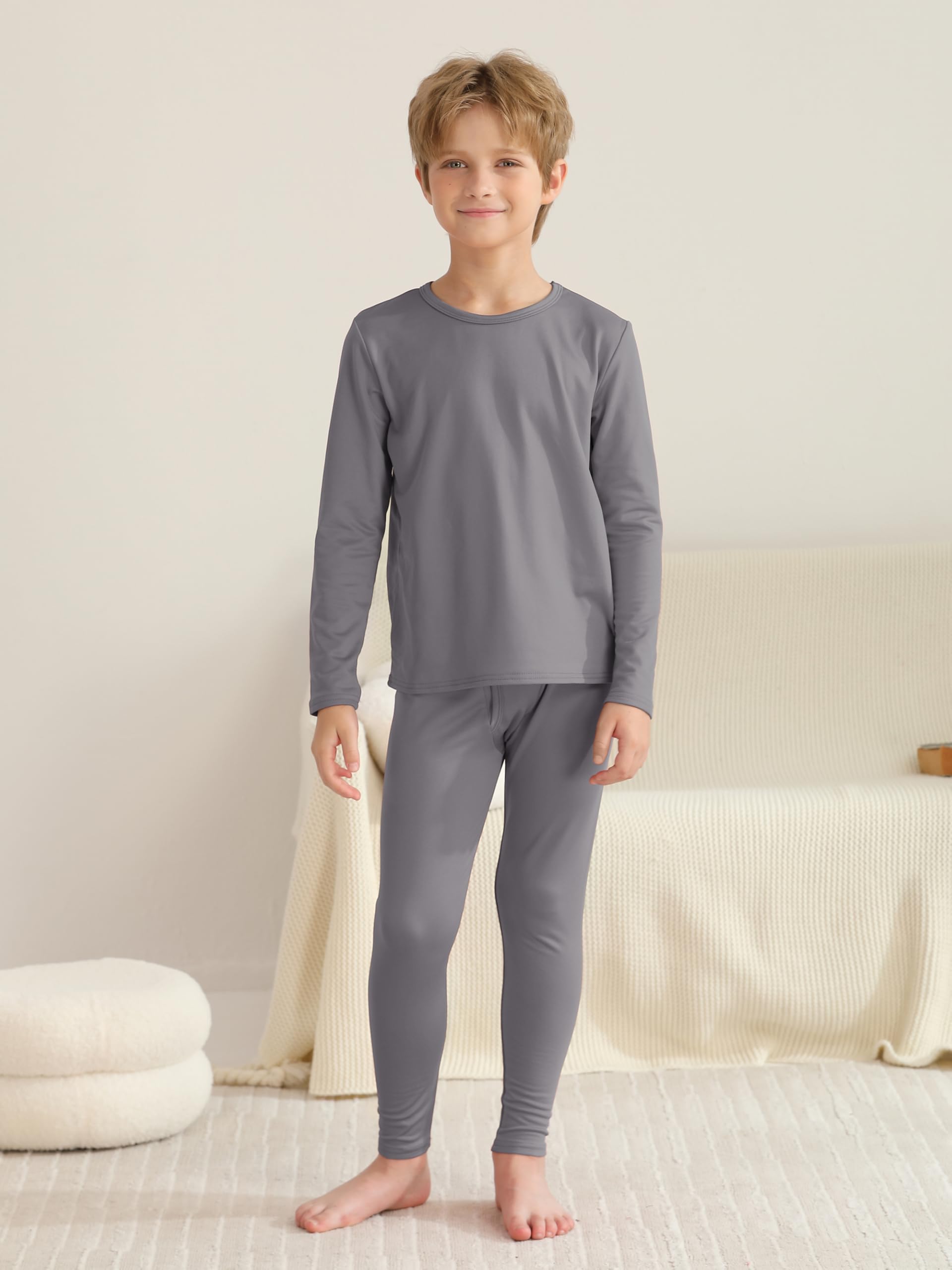 VZV 3er-Set Thermounterwäsche-Set für Jungen, Thermounterwäsche-Set, lange Unterhose für Jungen, mit Fleece gefüttert, Basisschicht für Skifahren, kaltes Wetter