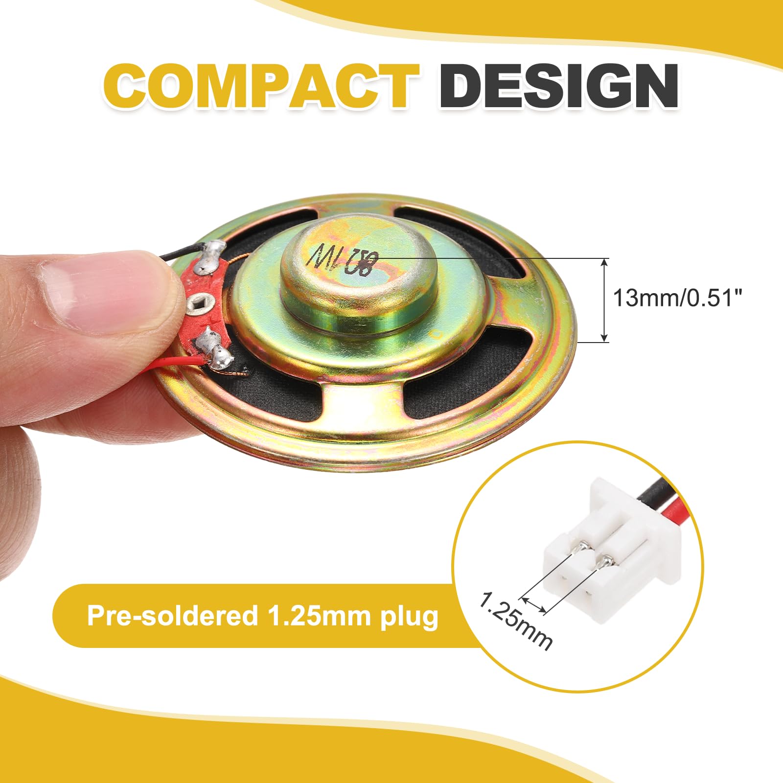QUARKZMAN 2 Pezzi Altoparlante Piccolo 8 Ohm, 1W 57mm Diametro Guscio Metallico Rotondo Magnete Mini Altoparlante Con Filo Terminale 100mm Micro Interno Per DVD, EVD, Mini Impianto