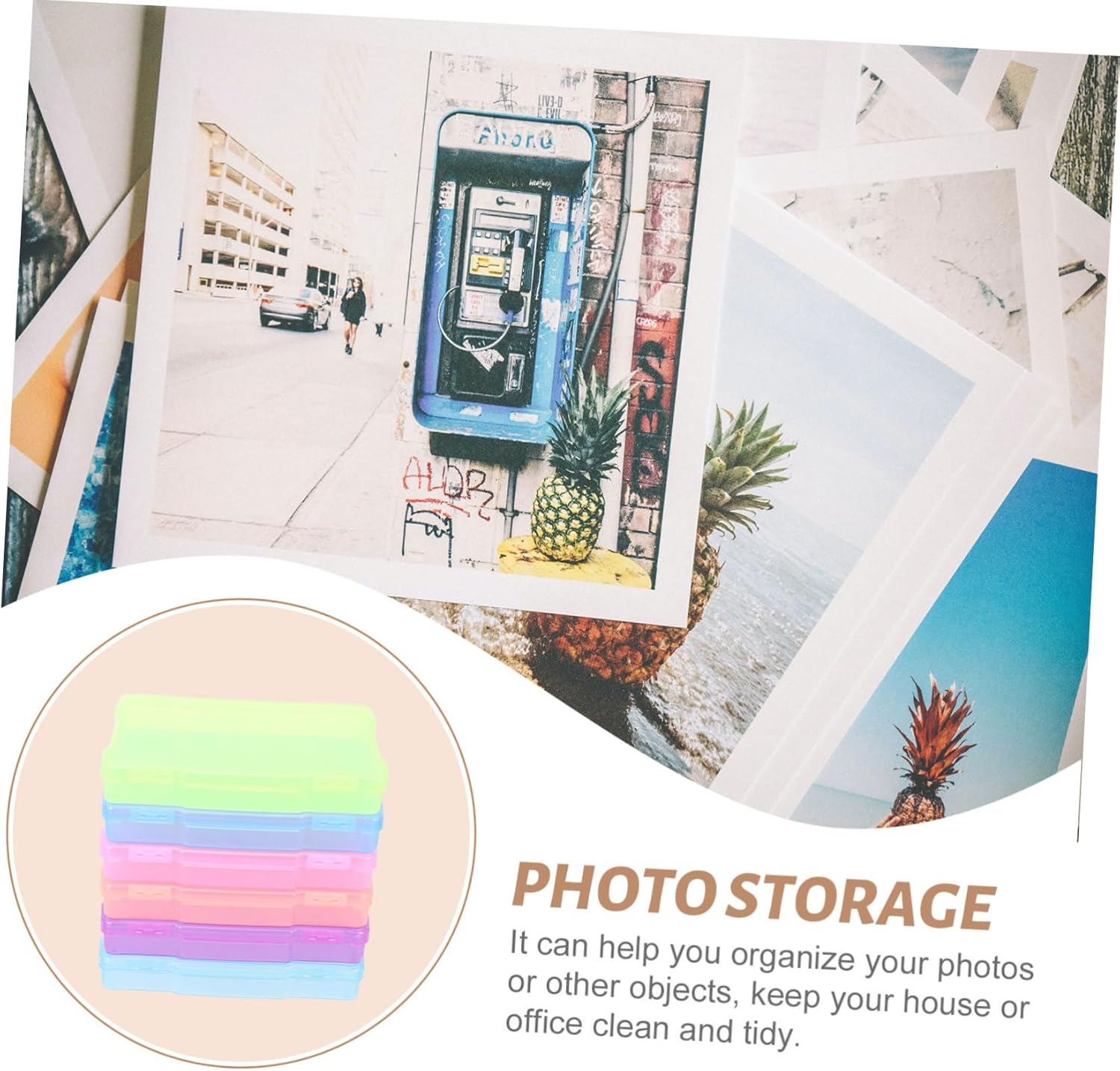 Mobestech 5x7 Classified Photo Storage Case Multi-function Plastic Organizer for Photos and Cards Sturdy Storage Box for Crafting and Family Use