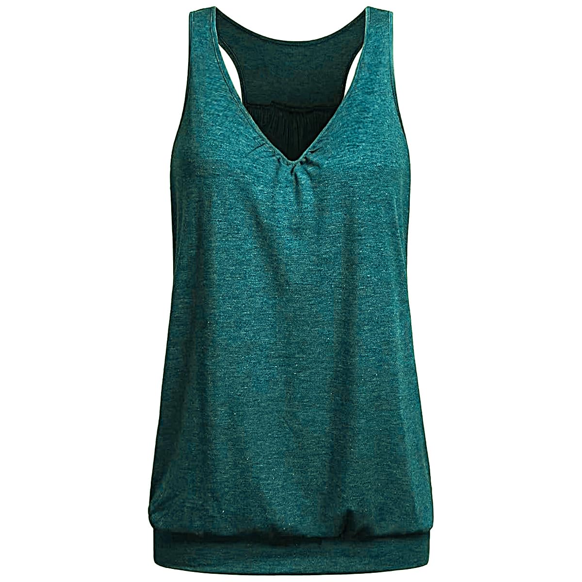 Wobity Womens Sleeveless V-Neck Tank Tops Workout Loose Fit Tops for Women Athletic Banded Bottom Tank Casual Shirts