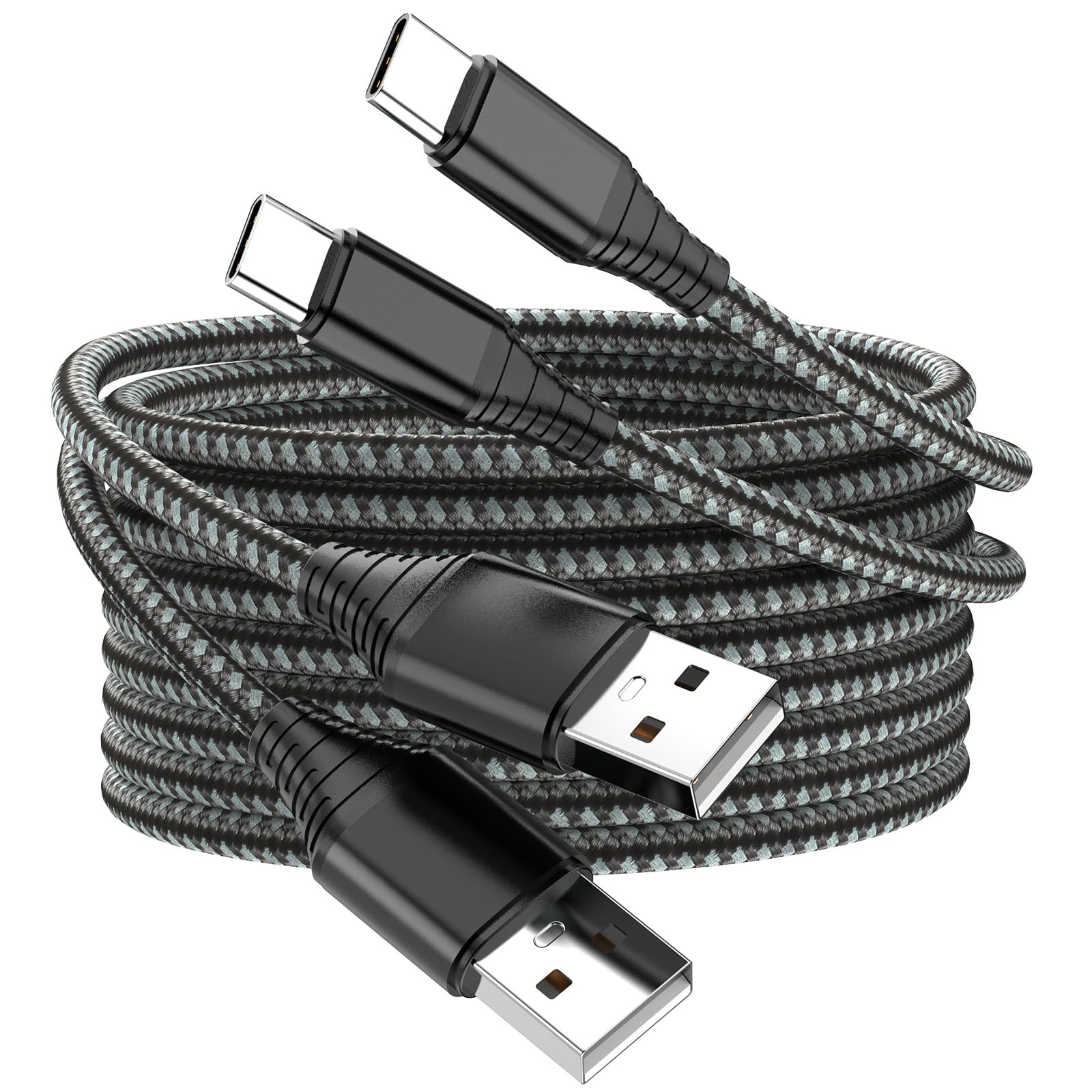 USB Type C Cable Fast Charging,2pack 10FT Premium Nylon Braided 3A Rapid Charger Quick Cord,Type C to A Cable Compatible for Samsung Galaxy S21 S20 S10 S9 S8 Plus,Note 20 10 9 8, LG V50 V40 G8（Black）