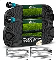 BetterBotanicals 100FT Flat Soaker Hose (2x50FT) - Modular Connectable Drip Irrigation for Garden Beds, Trees & Landscapes