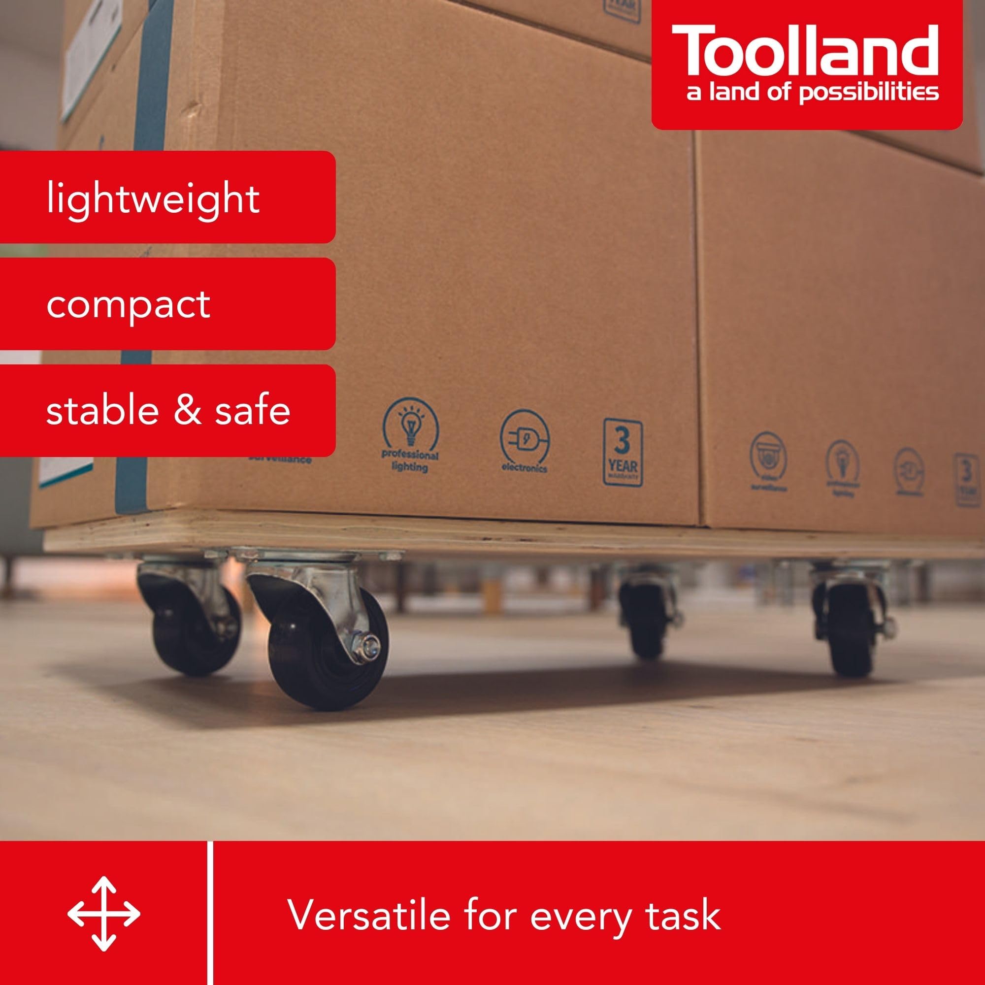 Toolland Wózek meblowy, platforma transportowa 400 kg, sklejka 65 x 40 cm, powłoka antypoślizgowa, uchwyt i 4 gumowe kółka skrętne, przeprowadzki