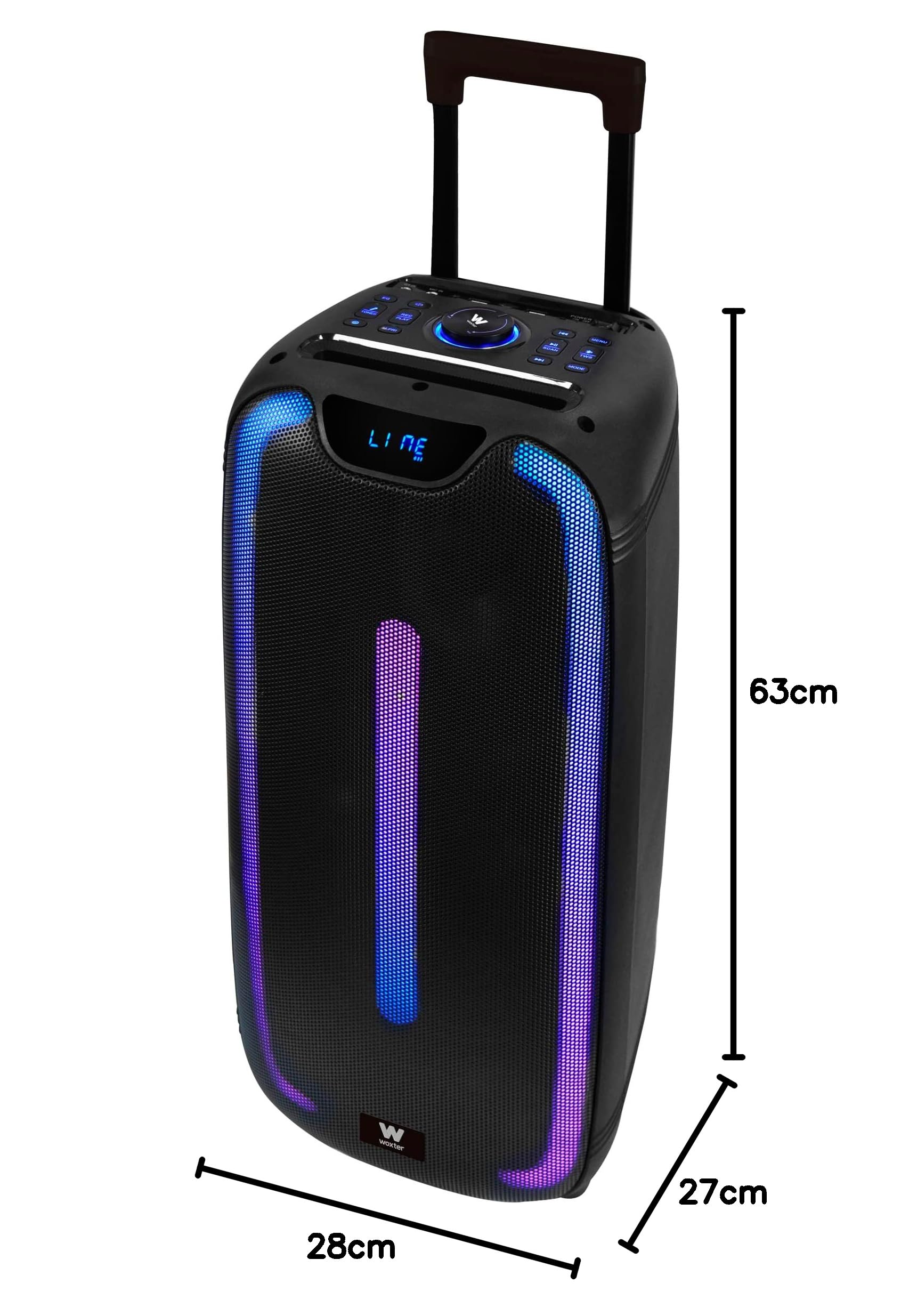 Woxter Rock'n'Roller ST - Altavoz Trolley Bluetooth Rock'n'Roller ST, 100W, 4,5 Ah de batería, Bluetooth, AUX, Tarjeta de Memoria SD, Pantalla LED