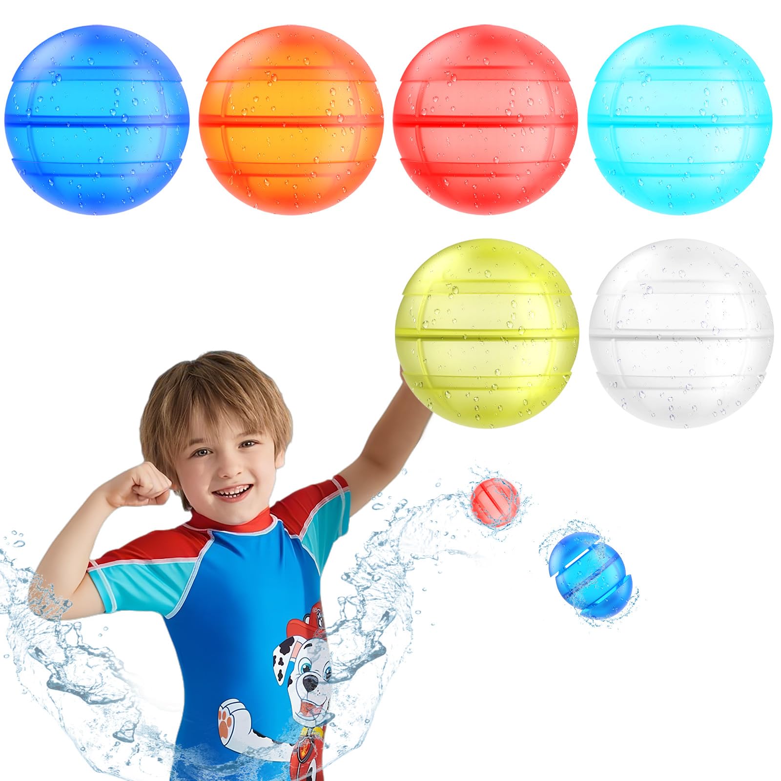 Reusable Water Balloons for Kids Water Bombs Splash Balls for Pool Refillable Quick Fill for Water Fight Game Water Park
