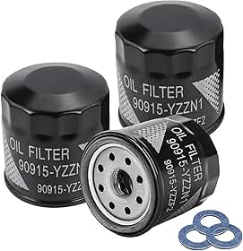 3 peças de filtro de óleo 90915-YZZN1 com arruelas de plugue de drenagem compatíveis com Toyota Prius 1.5L 2001-2009, Yaris 1.5L 2006-2019, Matrix 1.8L 2003-2008, Corolla 1.8L 1993-2021, Camry 2.008