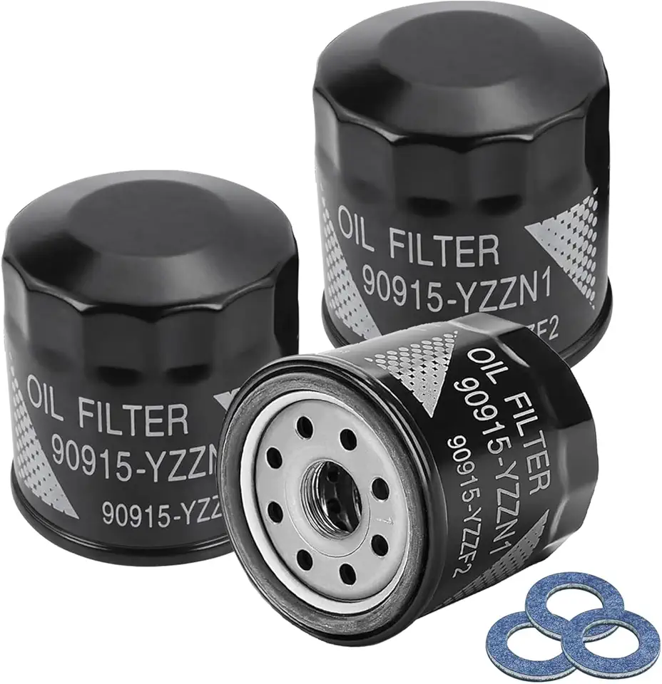 3 peças de filtro de óleo 90915-YZZN1 com arruelas de plugue de drenagem compatíveis com Toyota Prius 1.5L 2001-2009, Yaris 1.5L 2006-2019, Matrix 1.8L 2003-2008, Corolla 1.8L 1993-2021, Camry 2.008