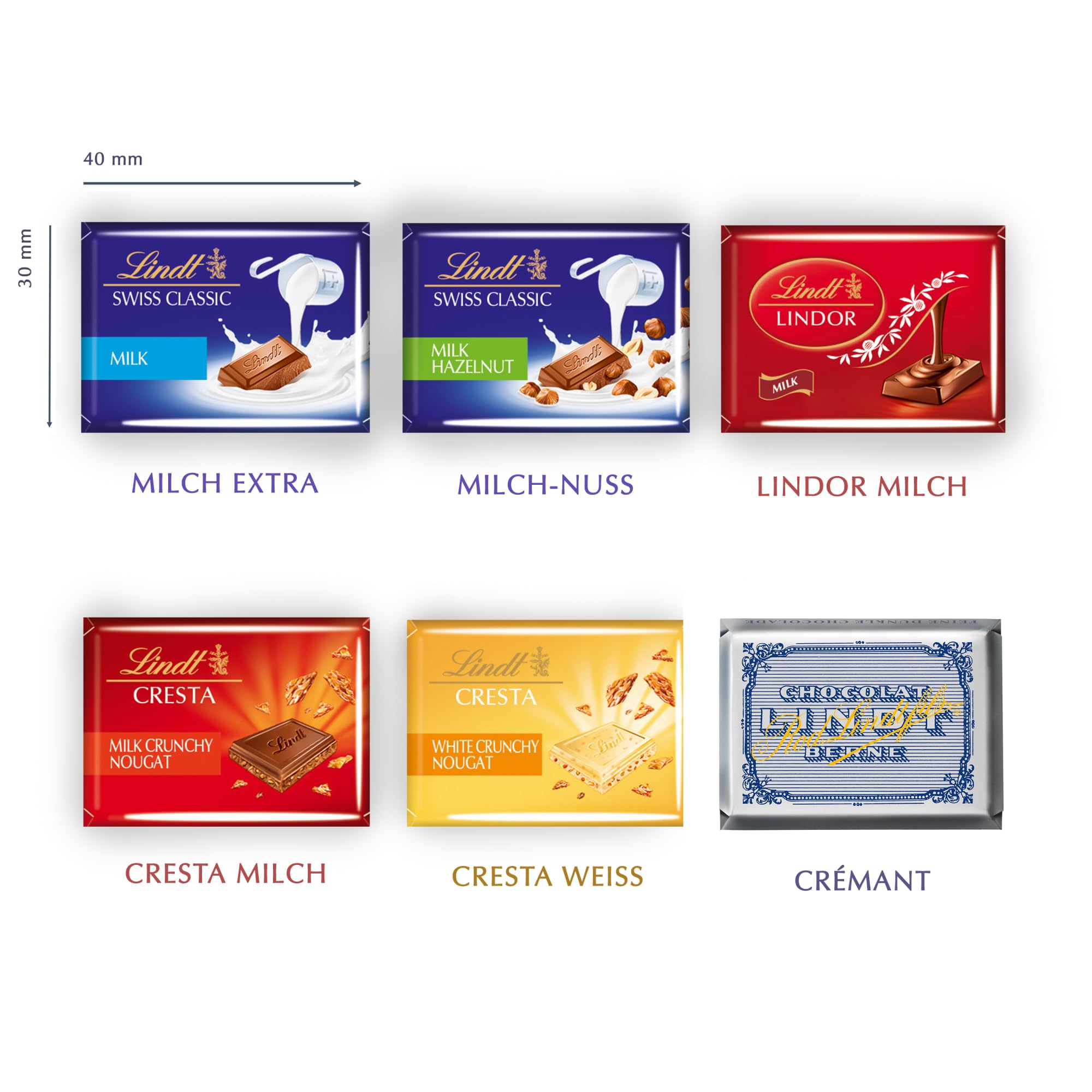 Lindt Napolitains Praline di Cioccolato al Latte, Fondente, con Nocciole, 150 Cioccolatini, in confezione assortita maxi formato 1kg