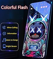 Vista 4 de Funda compatible con iPhone 13 Pro Max colorida y luminosa de vidrio templado, funda protectora para teléfono celular, funda LED brillante de TPU a