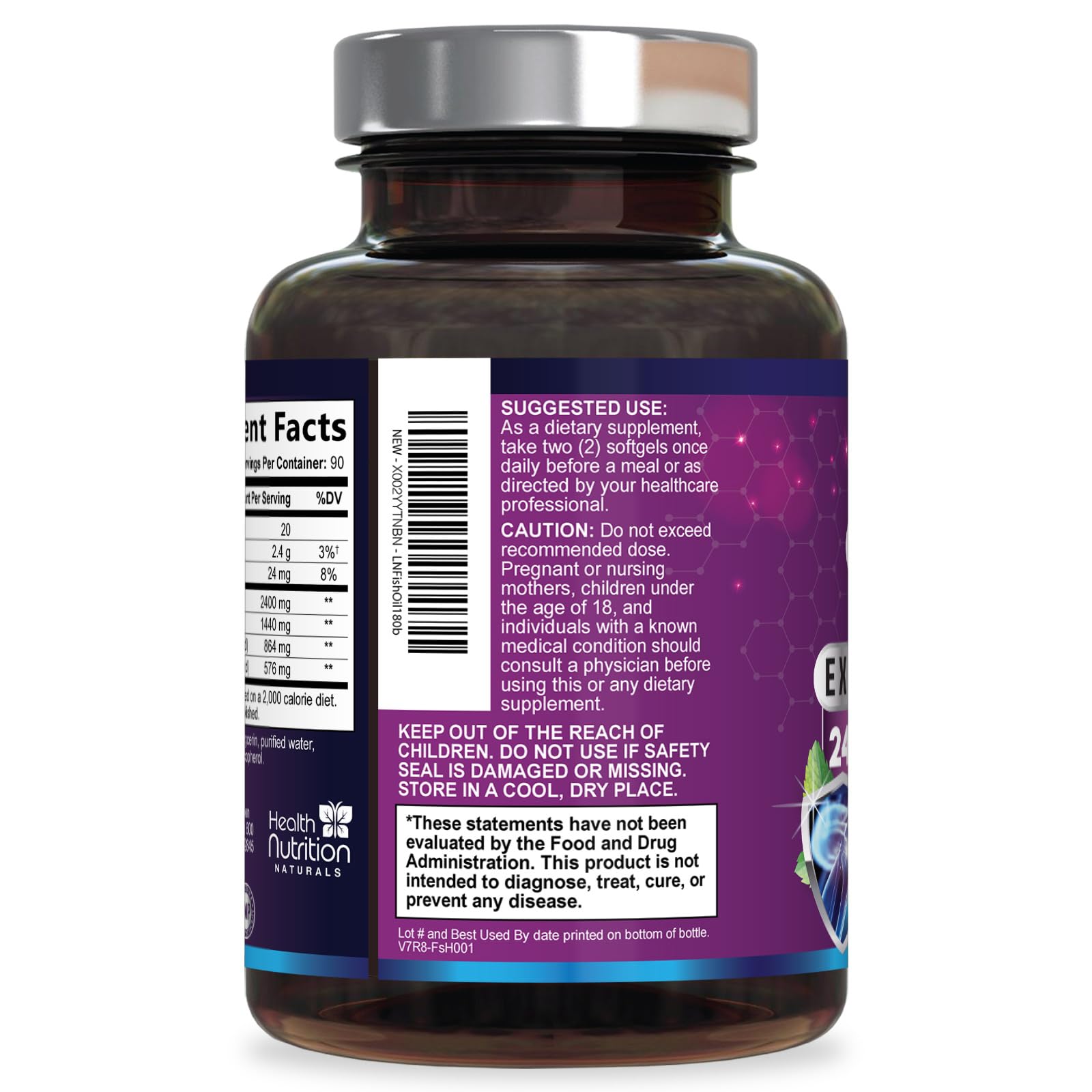 Omega 3 Fish Oil 2400mg - Triple Strength Daily Omega-3 Supplement with EPA & DHA - Natural Heart, Brain & Immune Support - Wild Caught Omega3 Fatty Acids - Gluten Free & Bottled in USA - 180 Softgels — Amazon image 8