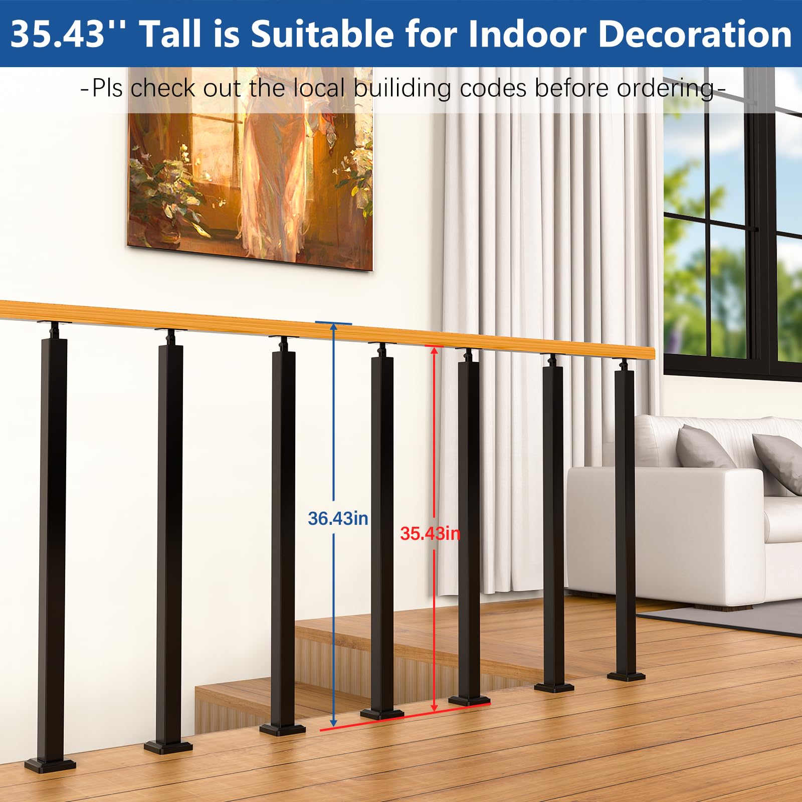 Square Iron Posts Snapklik.com : UFIZZY Indoor Railing Kits, Upgraded 4 Pack Iron Square ...