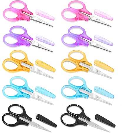 10pcs Mini Stainless Steel Craft Scissors with Protective Cover ...