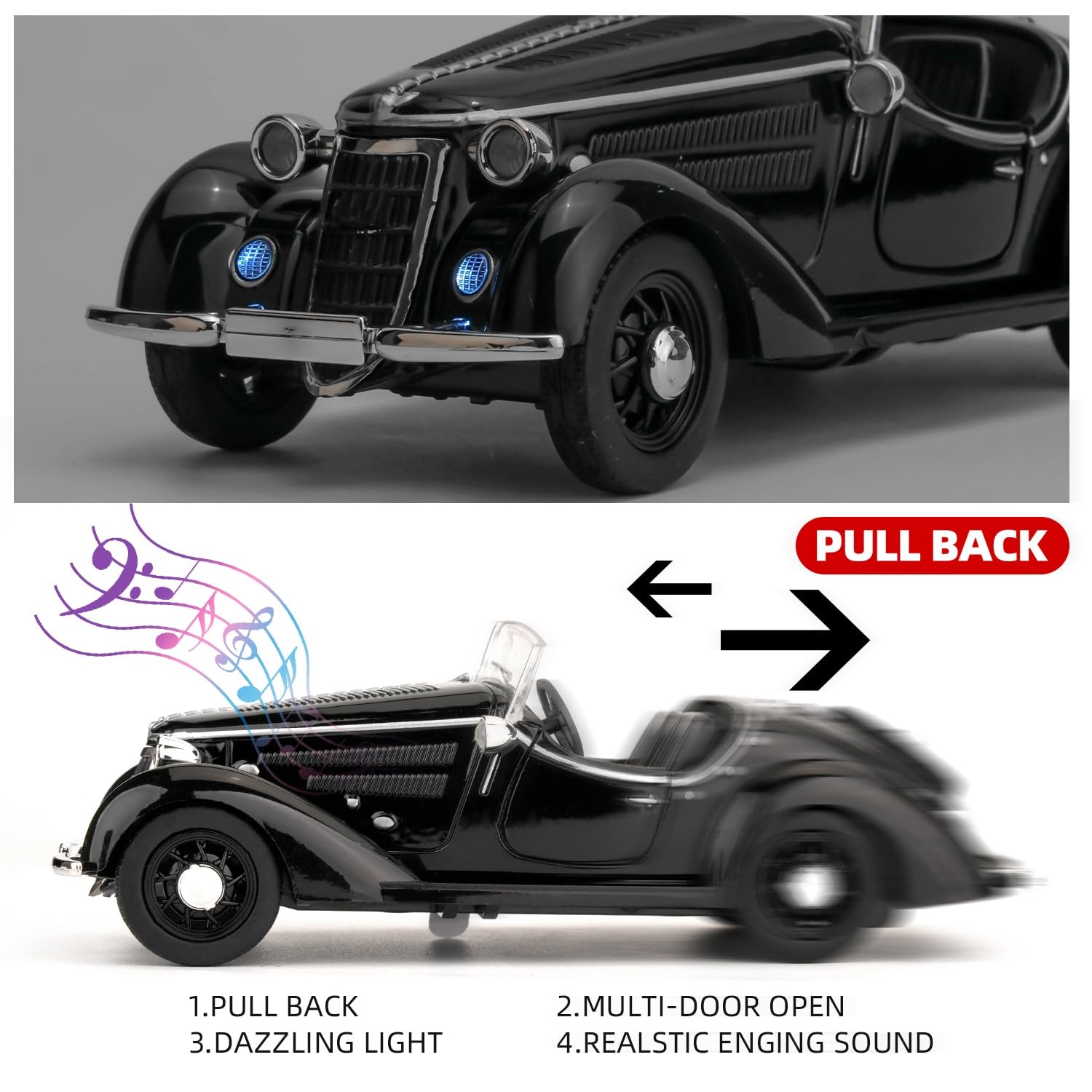 BDTCTK Audi Wanderer W25k Roadster Model Car, Zinc Alloy Pull Back