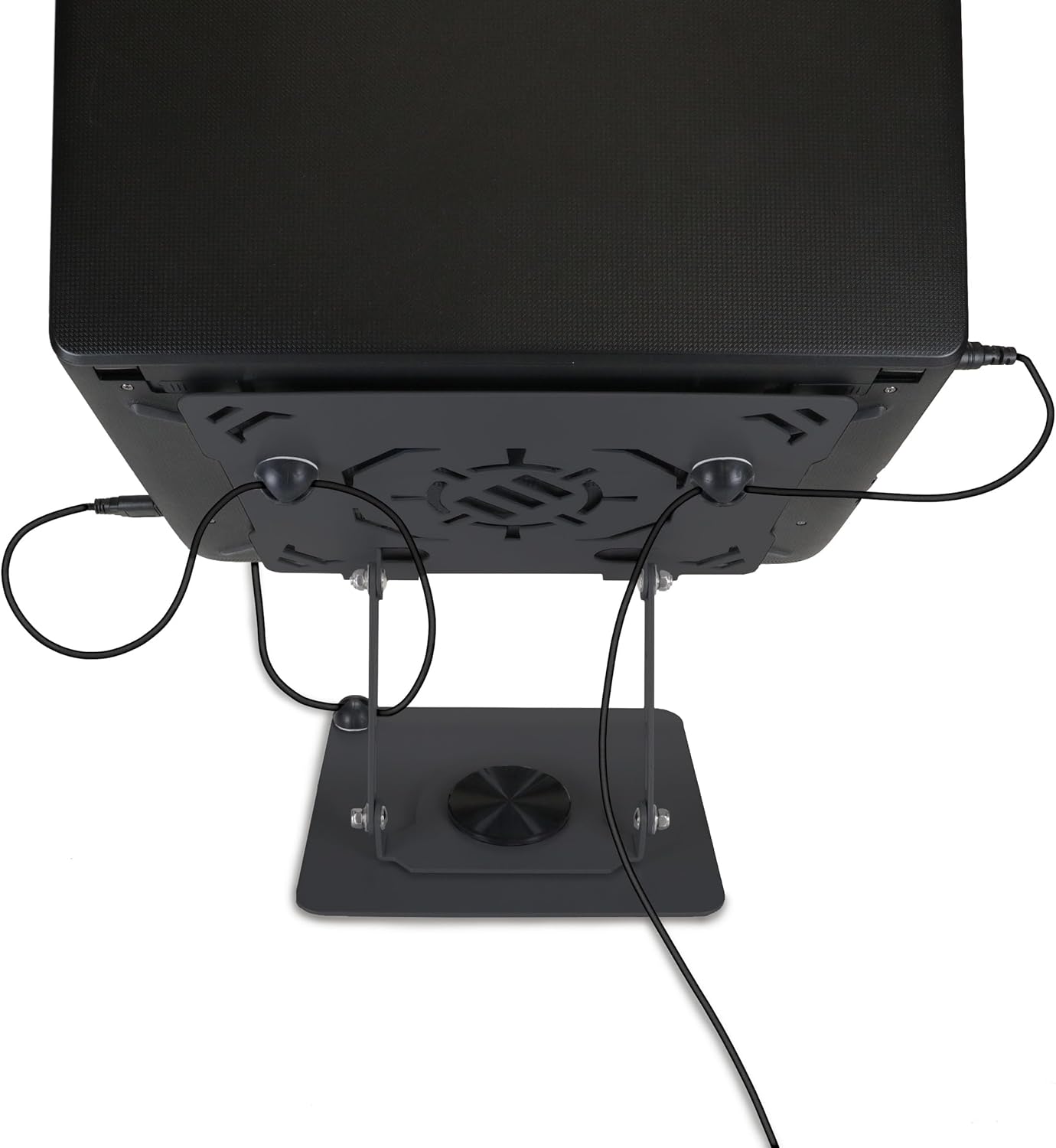 ENHANCE R1 Rotating Laptop Stand with 3 Cable Holders - Adjustable Laptop Riser for Desk, Metal Foldable Laptop Stand, Laptop Cooling Holder Compatible with Dell, Apple, Lenovo Laptops, More - Black
