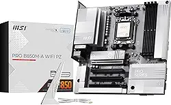 MSI Placa-mãe PRO B850M-A WiFi PZ, Back-Connect mATX - Suporta processadores AMD Ryzen 9000/8000/7000, AM5 - DDR5 Memory Boost (8200+ MT/s OC), PCIe 5.0 x16 e 4.0 x4, M.2 Gen5, Wi-Fi 7, 5G LAN