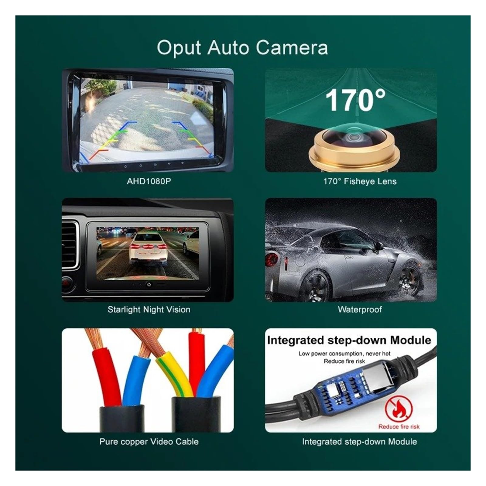 cámara Trasera Cámara Visión Trasera Marcha Atrás para VW para Golf para Passat MCCD/AHD 1080P con Ojo(AHD1080P-175deg)