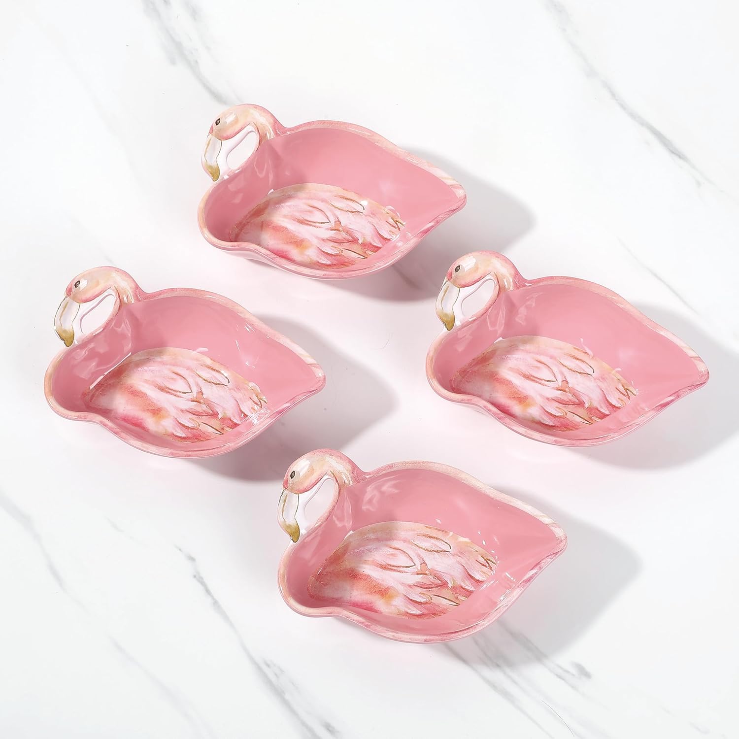 UP UPware Flamingo Shaped Dessert Bowls, Small Serving Bowls, Durable and BPA-Free, for Snacks, Salads, Pasta, and Side Dishes, Pink, 6.25 x 4.25 Inch, Set of 4
