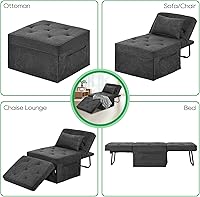 Vista 4 de Sofá cama, sofá cama, futón convertible 4 en 1, sofá otomano plegable con respaldo ajustable para sala de estar, apartamento, oficina, no requiere