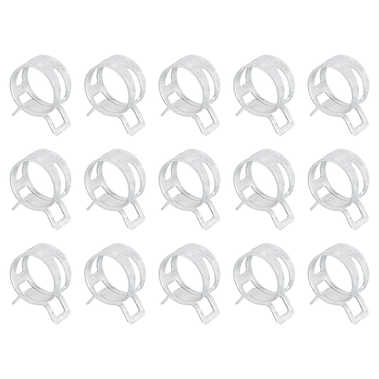 Sourcingmap 15Pcs Spring Band Type Action Fuel/Silicone Vacuum Hose Pipe Clamp
