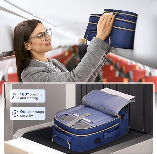 Miniatura 7 de DEVPNR Mochila con ruedas para mujer, mochila de viaje para laptop de 17 pulgadas con ruedas, avión debajo del asiento, bolsa de negocios nocturna,