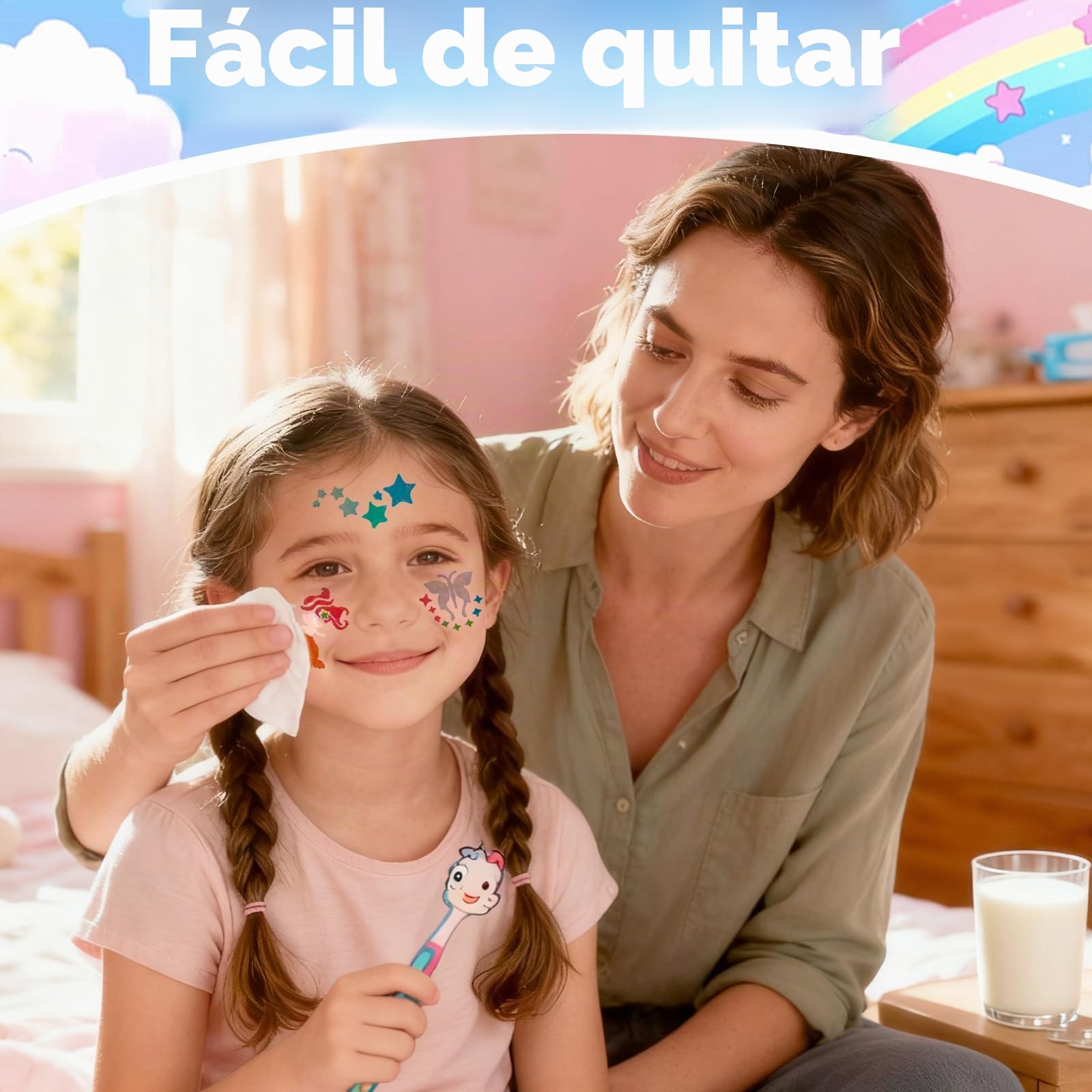 Rotuladores Tatuajes Niños, Kit Tatuajes Temporales Niños con 10 Rotuladores Purpurina y 72 Tatuajes Plantillas, Rotuladore Doble Punta Lavables, para Carnaval Halloween Cumpleaños