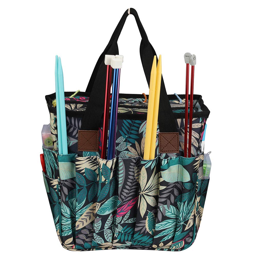 Bolsa de tejer portátil, organizador de almacenamiento de hilo, ganchillo, aguja, cesta de almacenamiento, funda rígida
