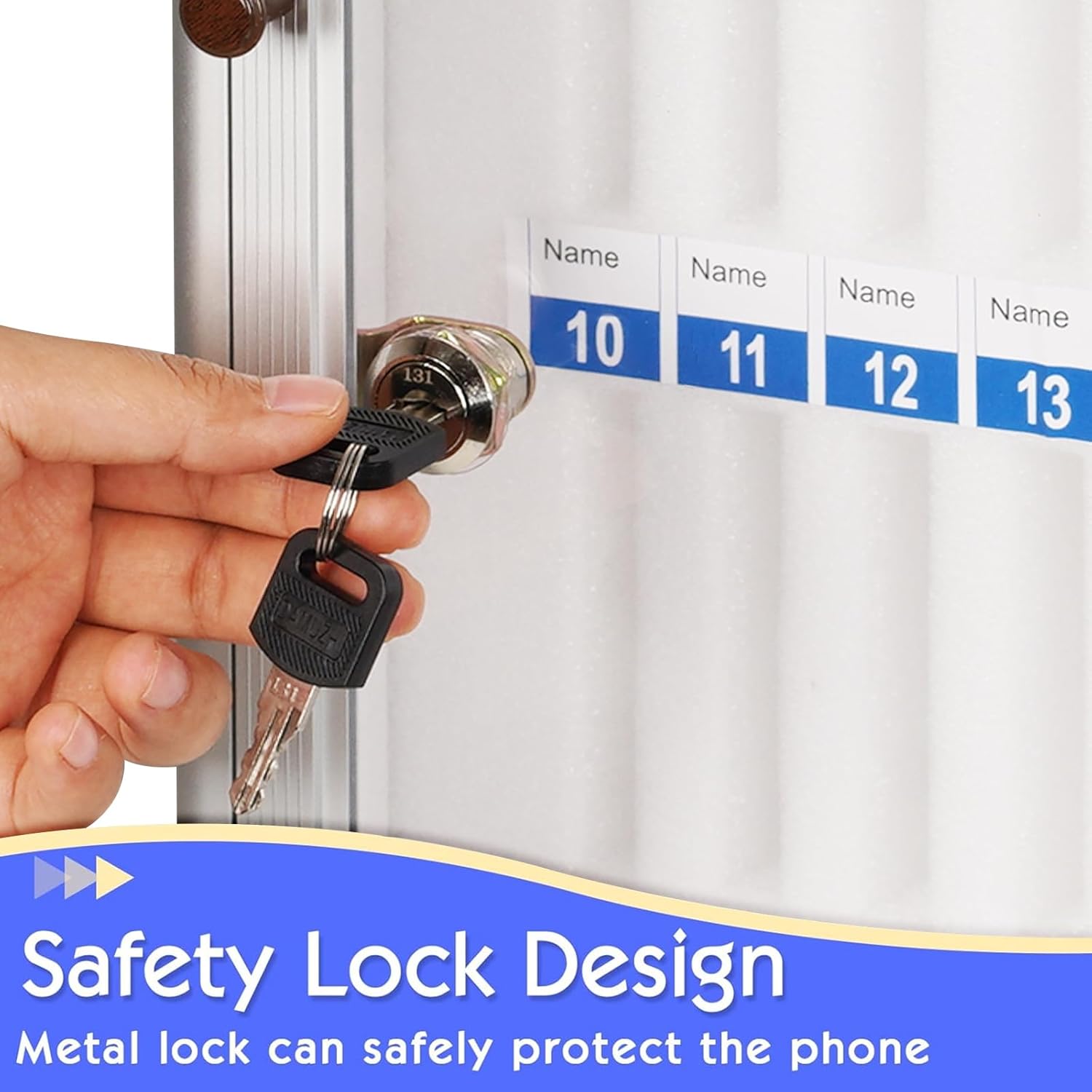 36 Slots Aluminum Alloy Pocket Chart Storage Cabinet for Cell Phones, Wall-Mounted with a Locked, Can be Carried by Hand