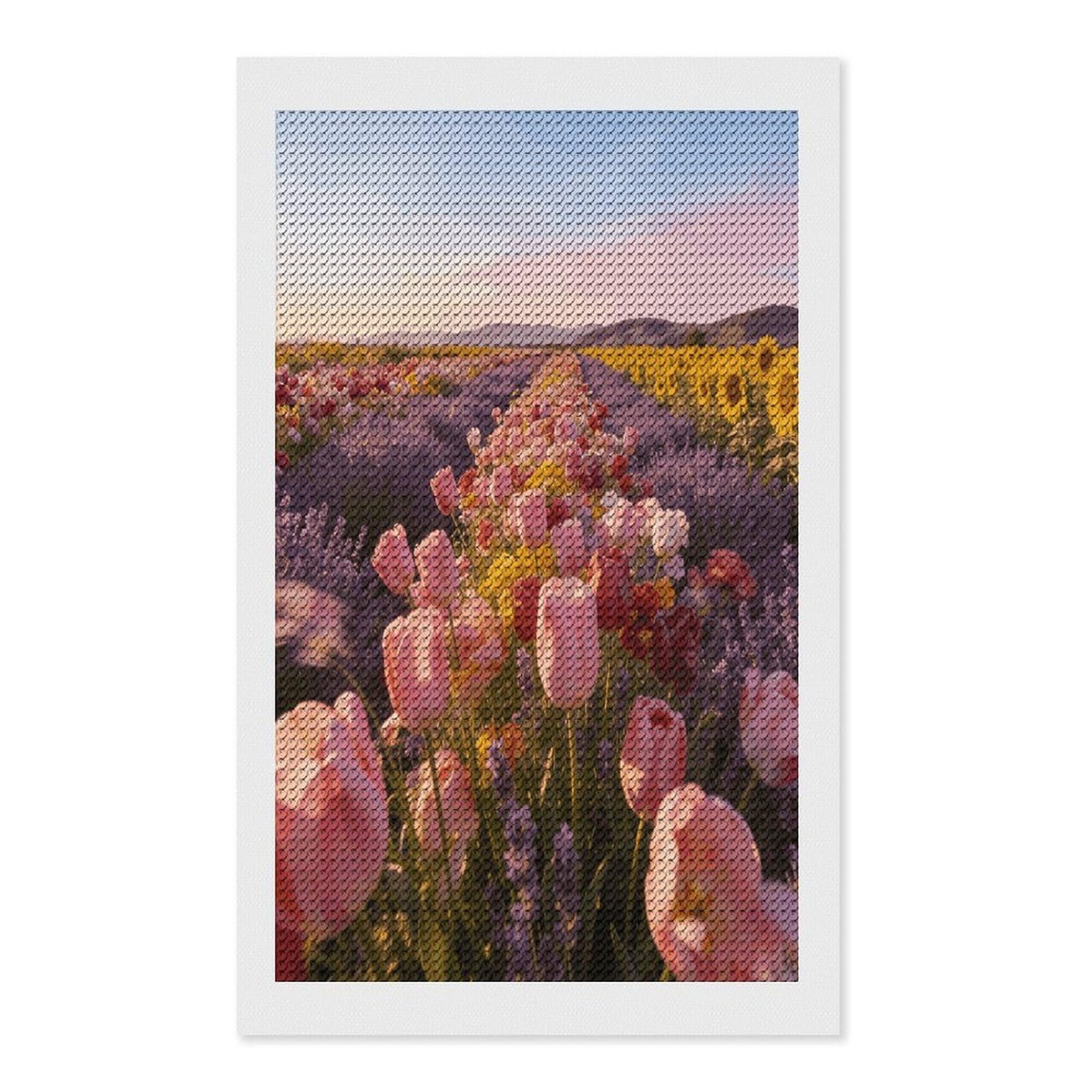 The Ginger Lily Beneath The Windmill Paint by Numbers Kit for Adults Beginner DIY Diamond Dots Paintings Round Full Drill Diamond Art Kits Picture Diamond Art Painting Kits for Home Decor 12"x20"