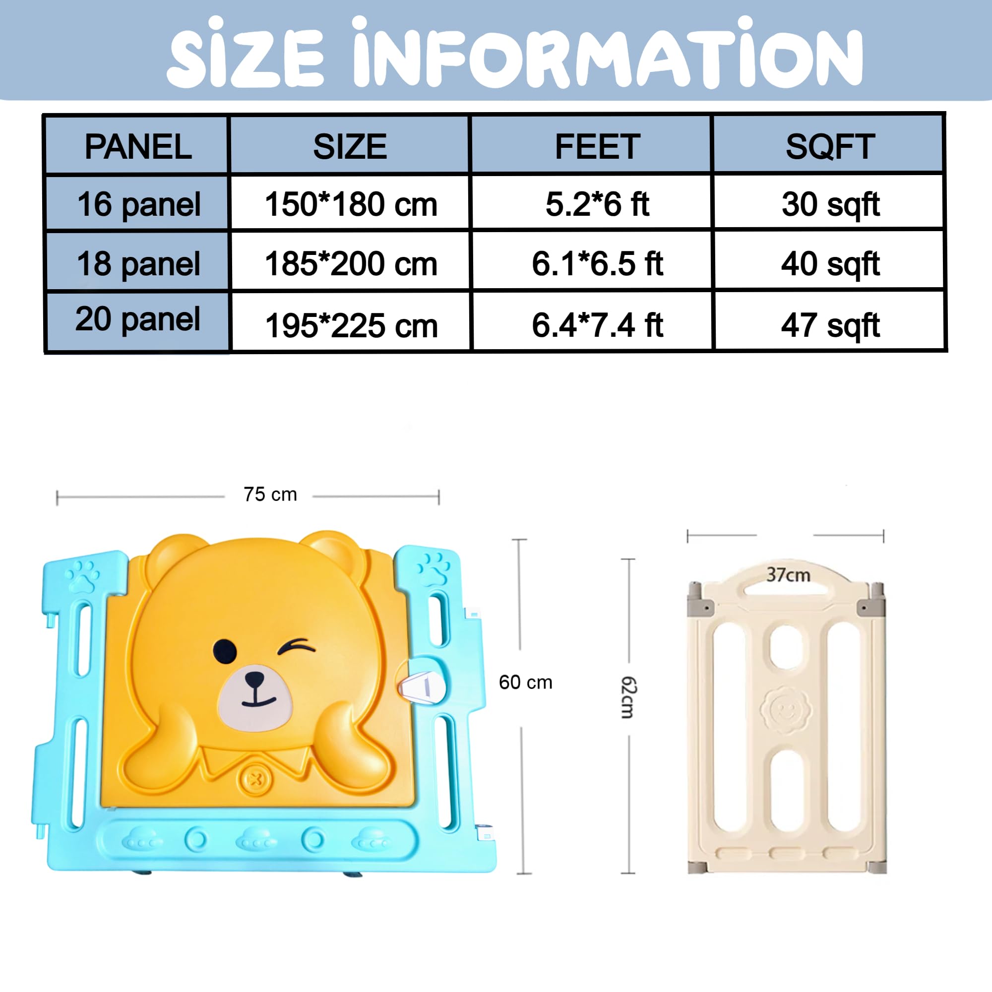 Metreno 18 panel Baby Play Area Indoor Setup Playpen for Babies upto 5 year Play Yard Fence for Toddlers Kids Playarea Setup Outdoor Children Play Area with Gate, Balls, Basketball Stand, Mat(6.1*6.5ft=40sqft) - Image 7 thumbnail