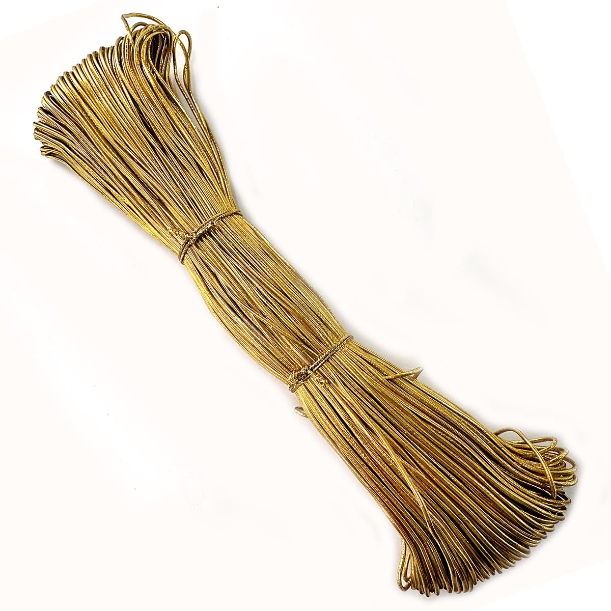 Embroiderymaterial 1 MM Thick Elastic Badla Threads for Jewellery Making, Bracelet Making, Aari Work, Embroidery Work, Dori/Rope/Dhaga (80 Meters/Gold Color)