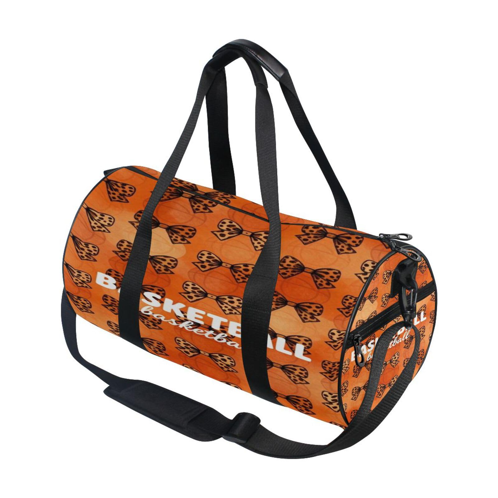 Bolsa deportiva redonda con lazo de leopardo y bolsillo interior 7