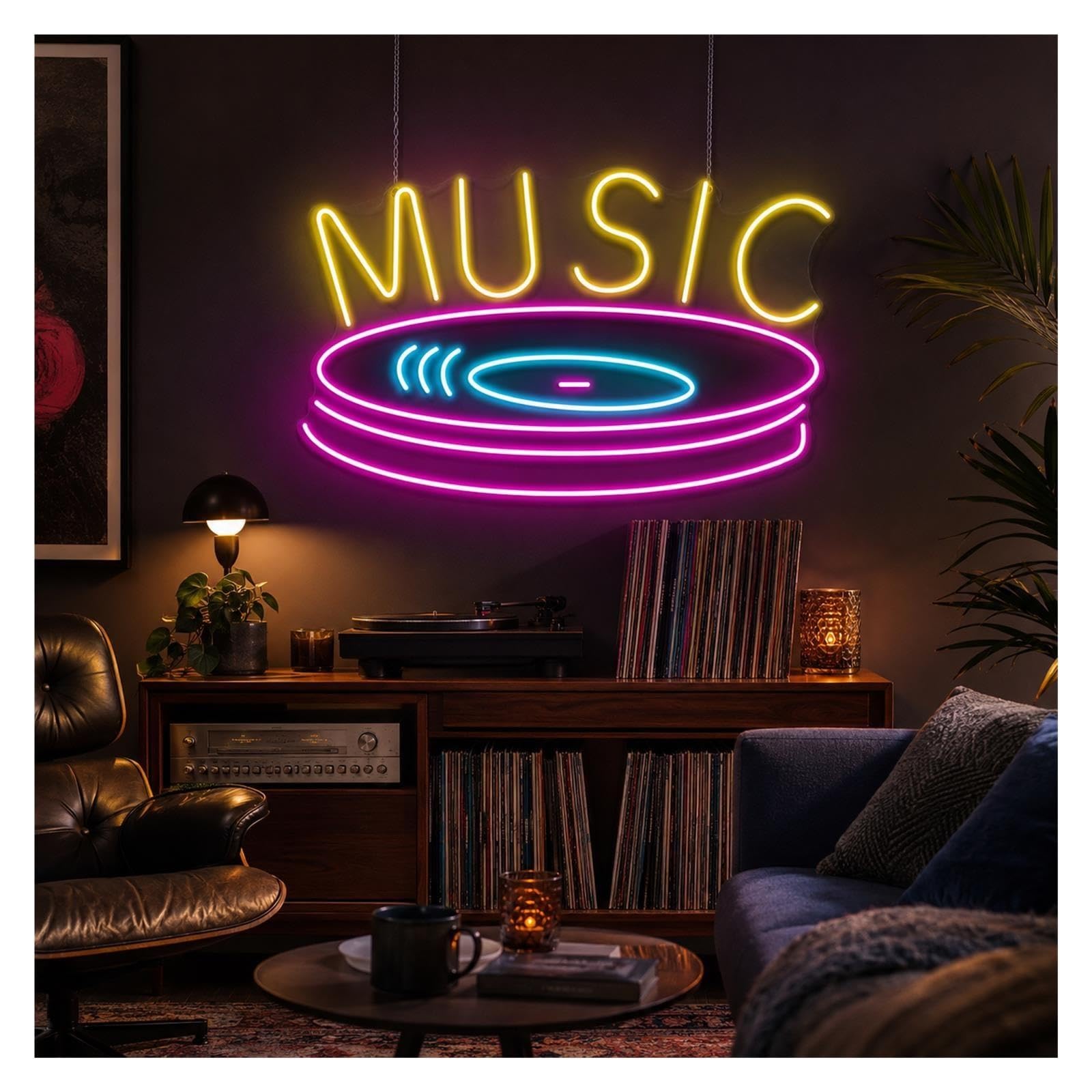 Decoración Lámparas Letrero De Neón Disco Vinilo Musical