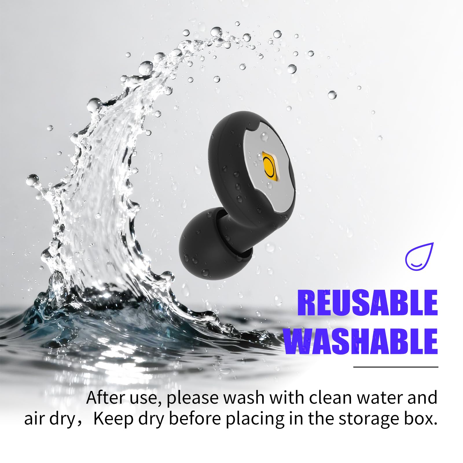 Bouchon D'oreille Pour Dormir, Bouchon D'oreille Anti Bruit，Silicone ultra-doux Réutilisable, Protection Auditive Fiable Pour Sommeil, Travail, Concentration, Voyages et Concerts (Noir)
