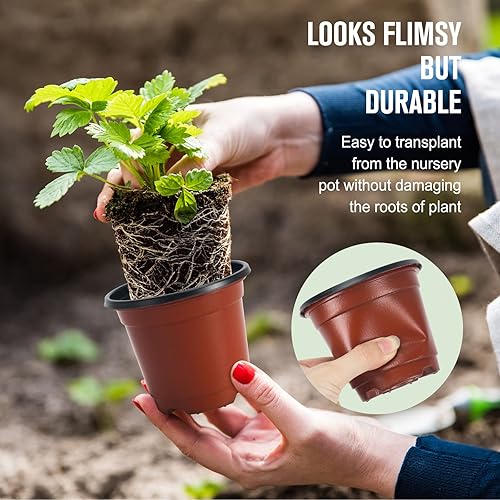 Miniatura 5 de Kxuhivc Paquete de 50 macetas para vivero con cúpula de humedad transparente de 3.6 pulgadas, maceta de plástico para jardinería con agujero de