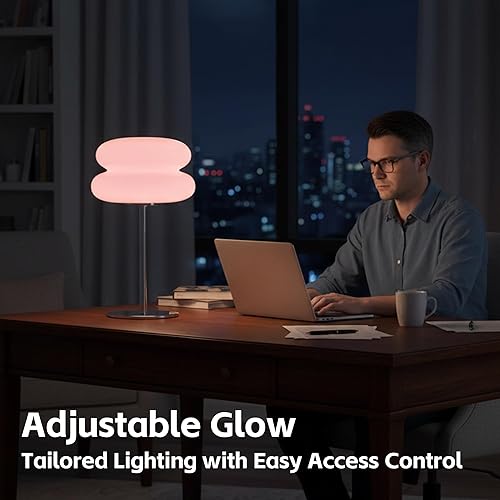 Miniatura 4 de Lámpara de mesa para dormitorio, lámpara moderna de mediados de siglo para mesita de noche, lámparas pequeñas de tarta de huevo retro regulables,